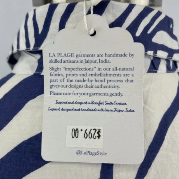 La Plage NWT Womens S Blue Leaf Maxi Shirt Dress - Picture 4 of 15